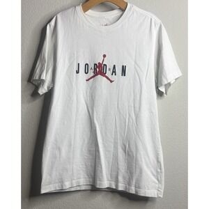 Jordan T-Shirt White Red Logo Graphic Crew Neck Short Sleeve Top